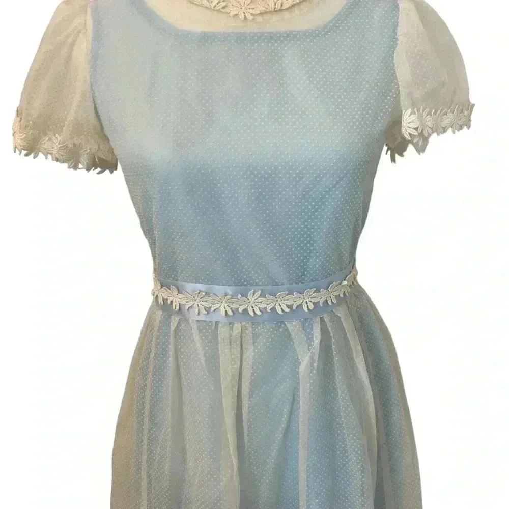 Vintage Handmade Girls Size L/XL Cottagecore White Dress
